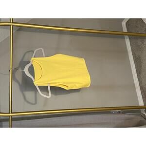 Women's High Neck Crop Tops Sleeveless Yellow Small